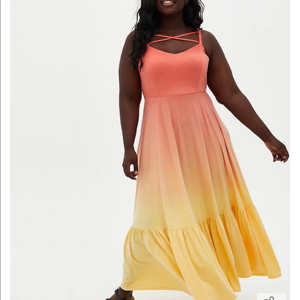 STRAPPY MAXI DRESS - SUPER SOFT CORAL OMBRE